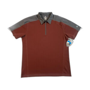 KUHL Mens Shadow Colorblock Brick Polo XL Gorpcore 1/4 Zip Outdoors NWT Maroon